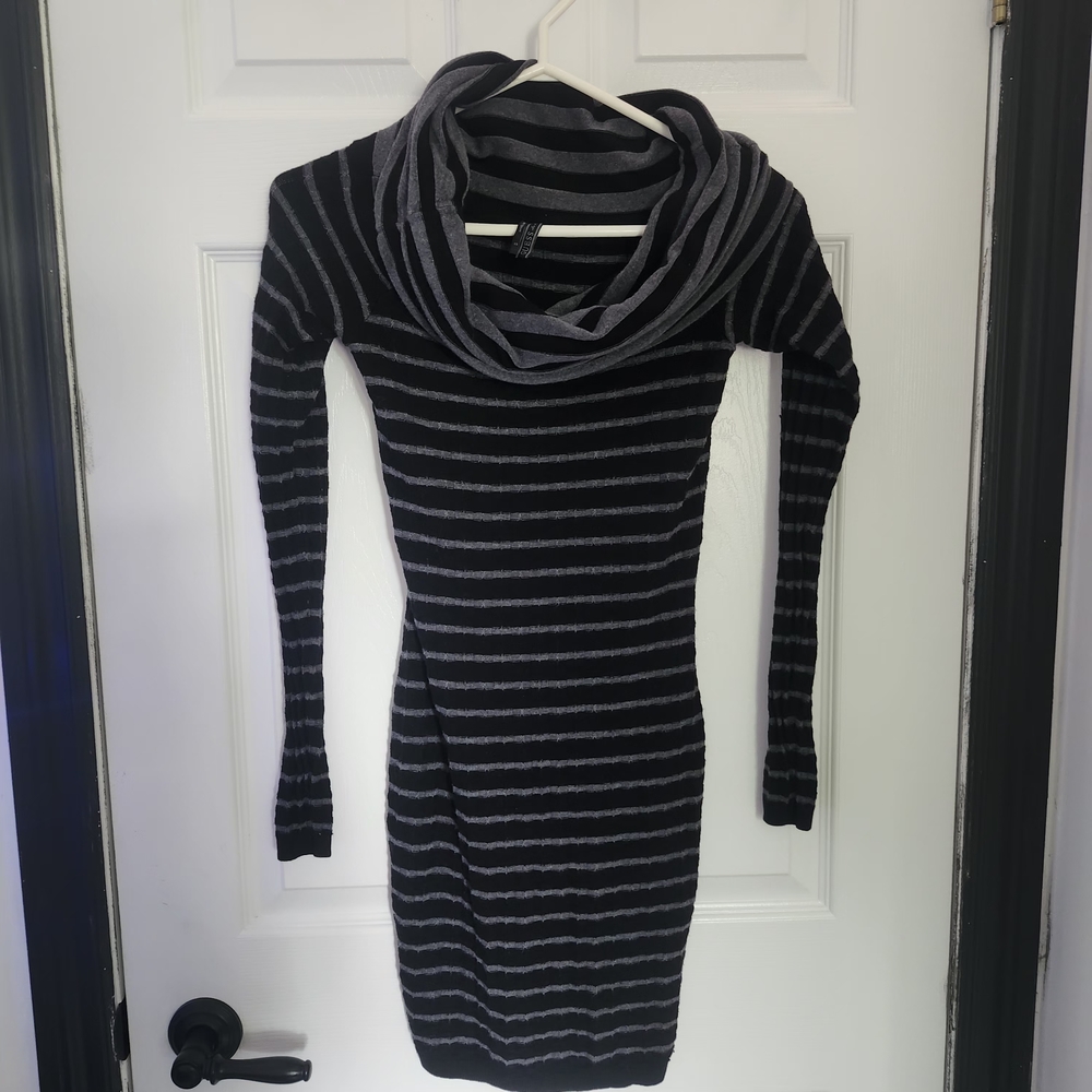 Guess Gray and Black Striped Sweater